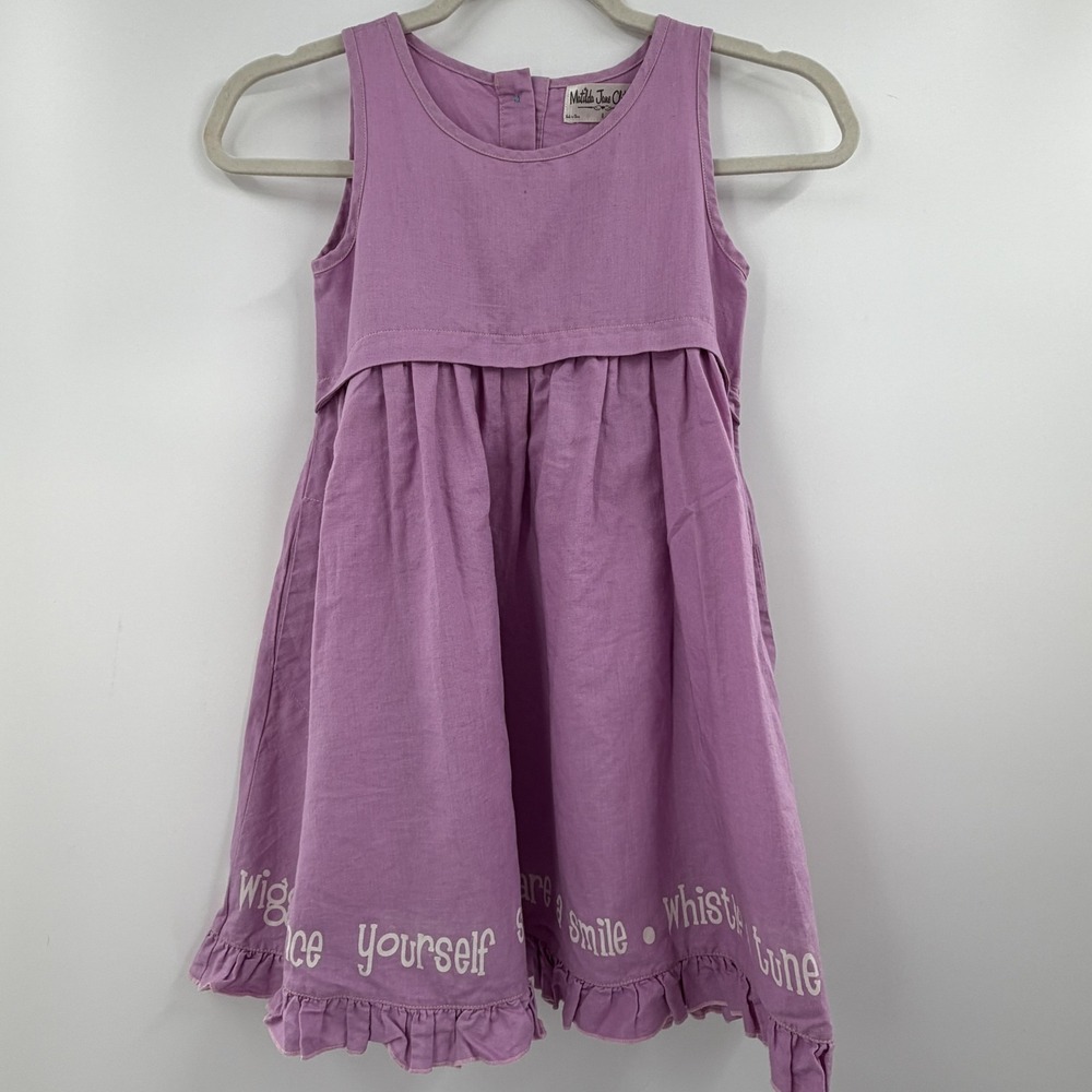 Matilda‎ Jane Girls Dress Size 8 Purple Linen Sundress Ruffle Hem Pockets Whimsy